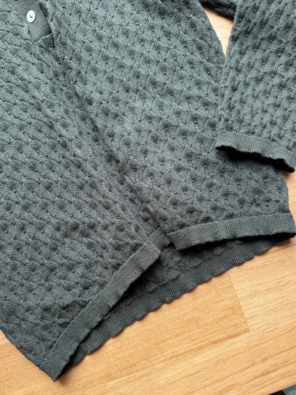 Zara Dark Olive Forest Green Polo Knit Sweater Semi-Sheer Lightweight Academia - Picture 2 of 9